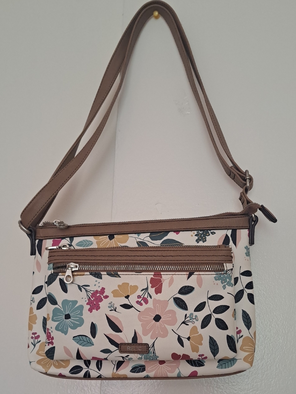 RELIC Floral Crossbody Bag with Taupe Trim - Picture 2 of 11